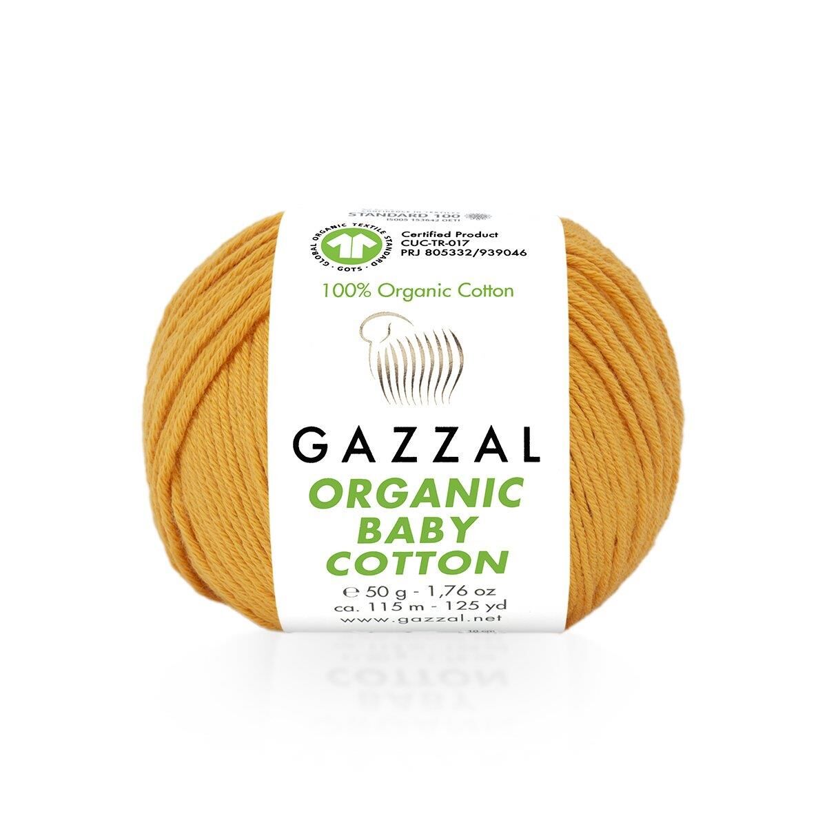 Gazzal Organic Baby Cotton El Örgü İpi 50gr 418 Hardal Turuncu