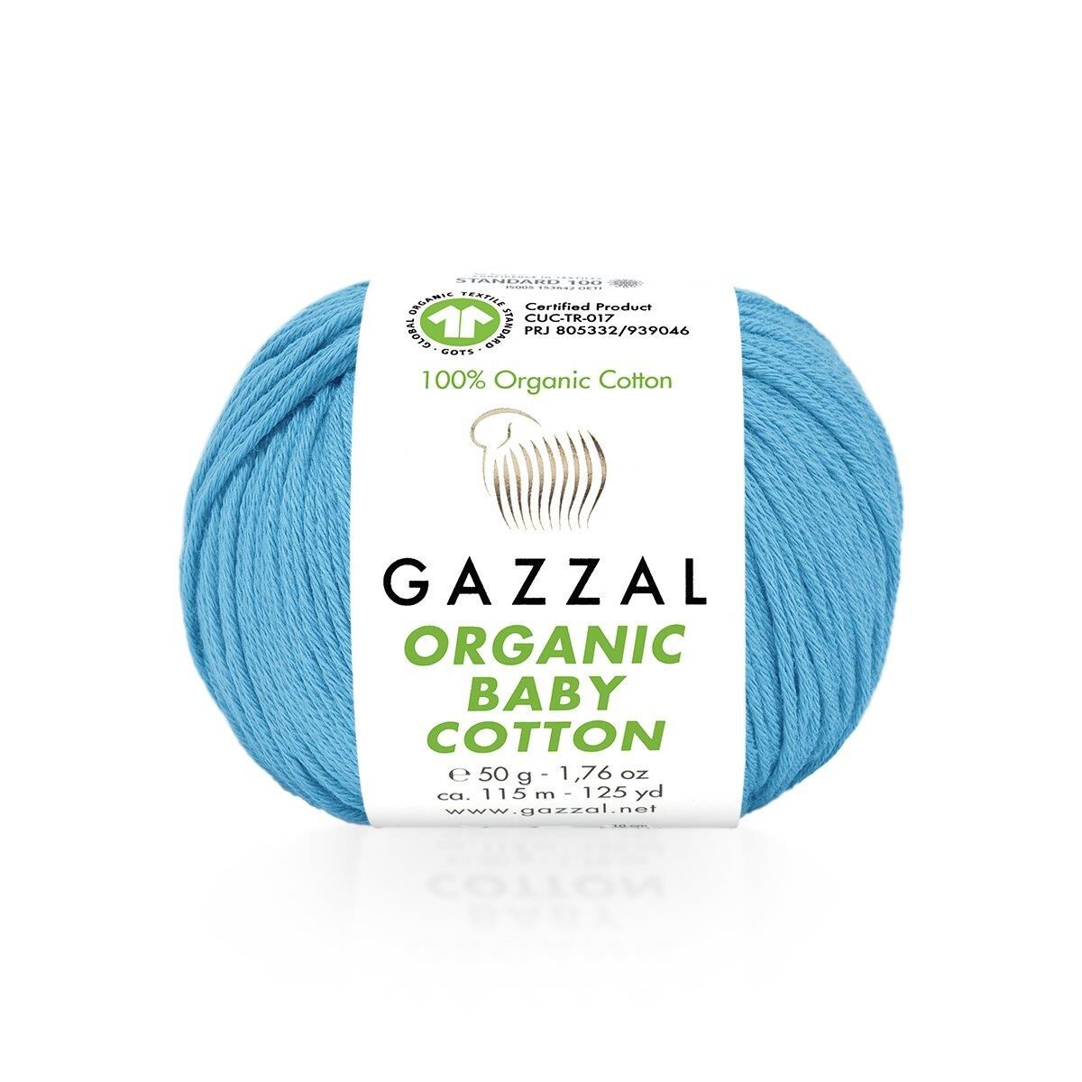 Gazzal Organic Baby Cotton El Örgü İpi 50gr 424 Turkuaz