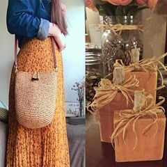 Elegant Natura Raffia Rafya Şapka Çanta Kağıt İp 100 gr RFX100 H38 Çikolata