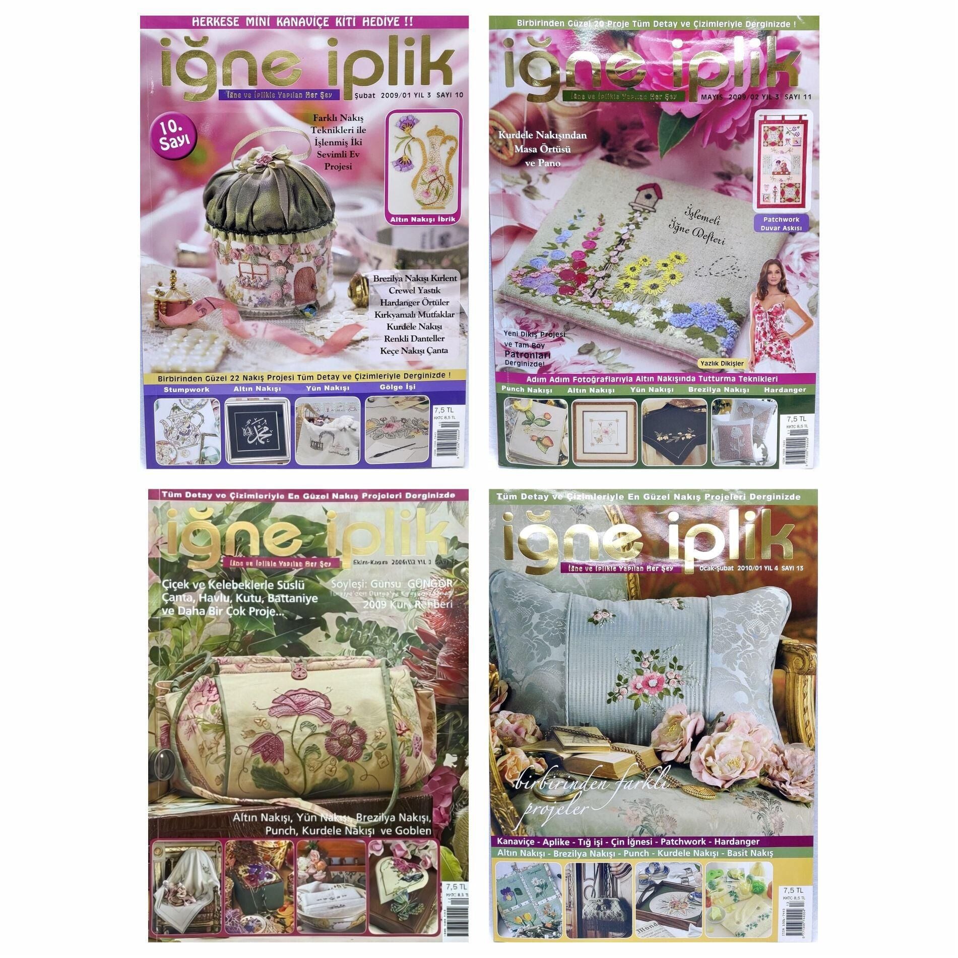 İğne İplik (4 adet) Nakış Dergisi (10 - 11 - 12 - 13)