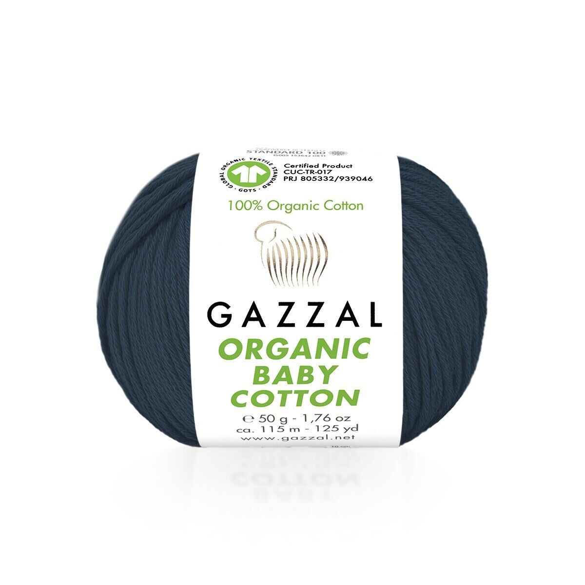 Gazzal Organic Baby Cotton El Örgü İpi 50gr 437 Koyu Havacı Mavi