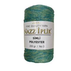 Nazz Simli Polyester Makrome El Örgü İpi 200 gr 32 Simli Yeşil