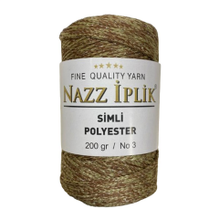 Nazz Simli Polyester Makrome El Örgü İpi 200 gr 32 Simli Yeşil