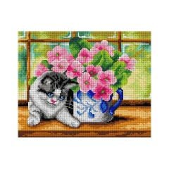 Orchidea Baskılı Goblen Kedi 3007 24*34 cm
