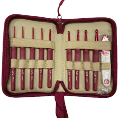Elegant Red Çantalı Ergonomik Silikon Tığ Seti FW1