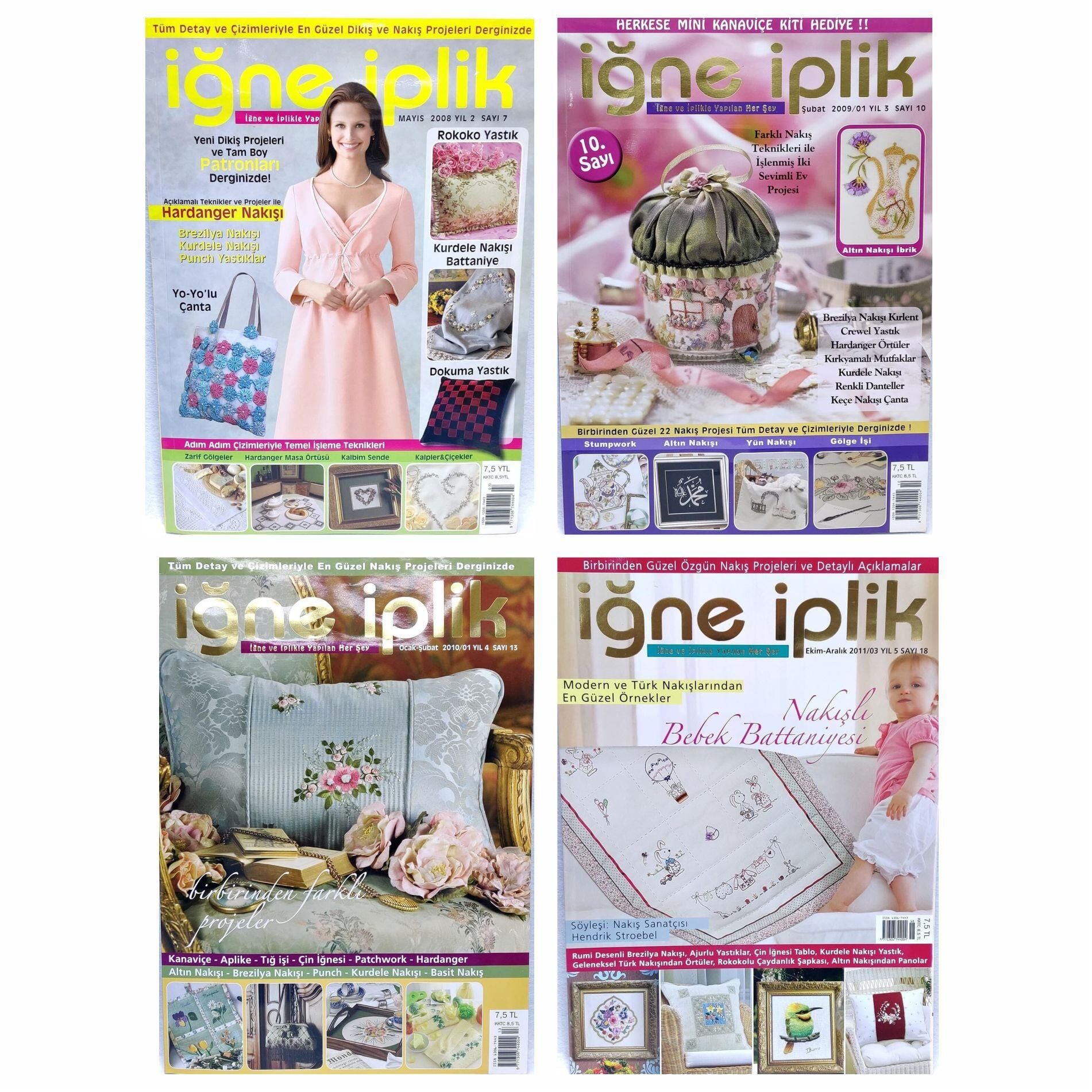 İğne İplik (4 adet) Nakış Dergisi (7 - 10 - 13 - 18)